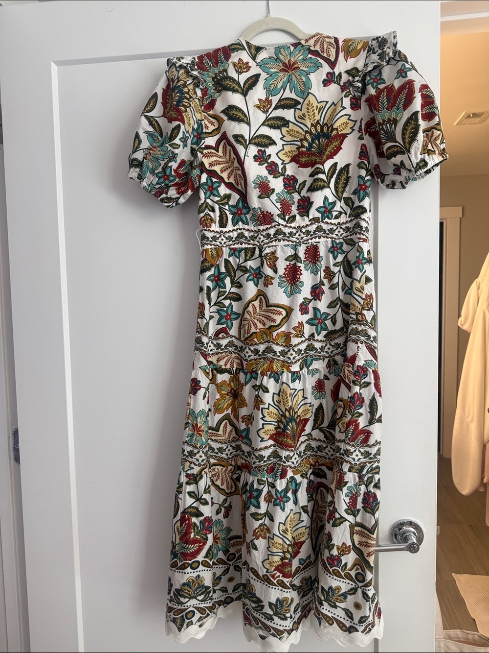 FARM Rio White Midi Dress with Red, Teal, Mustard & Green Floral Print - Picture 2 of 3